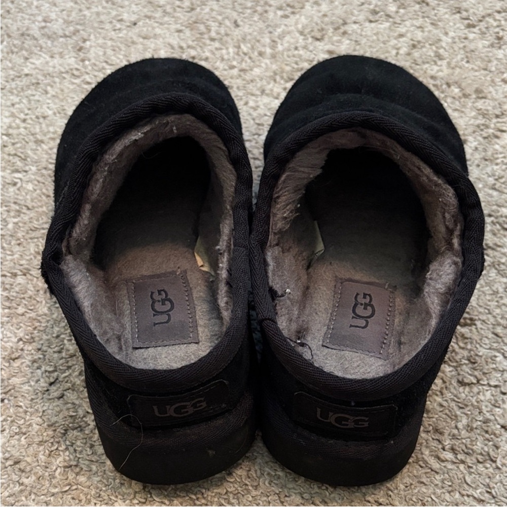 UGG Black Suede Plush Slippers - Picture 3 of 5